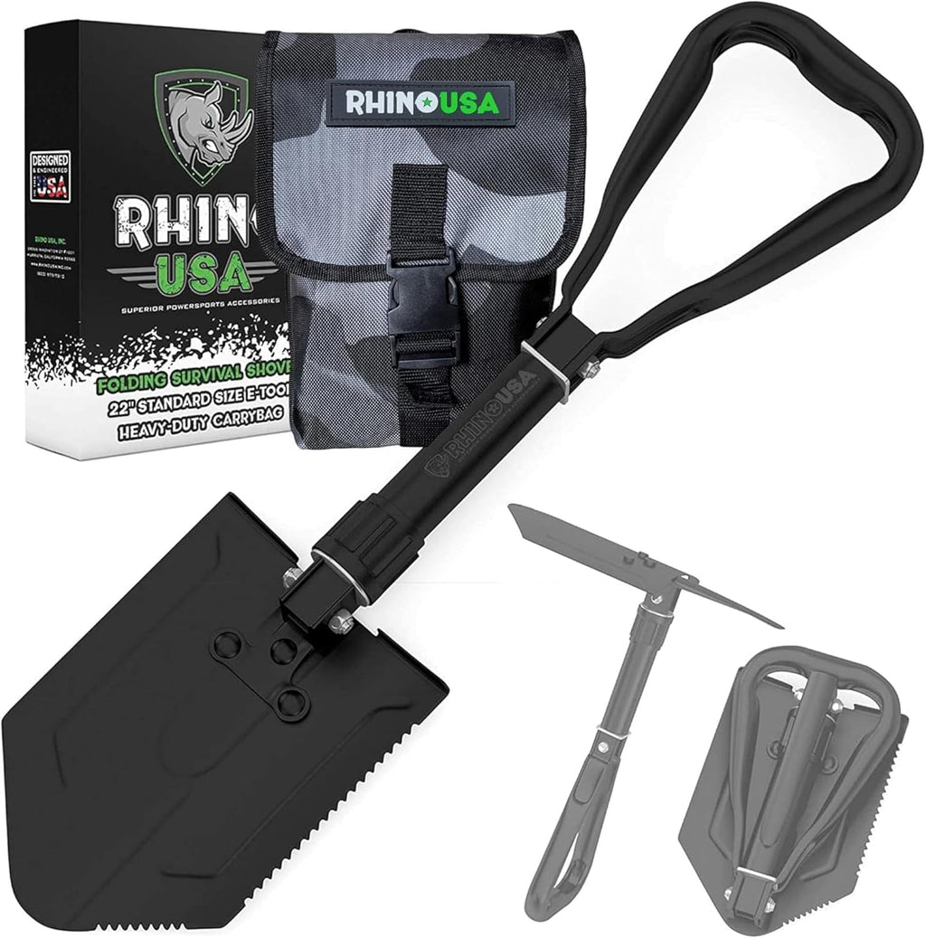 rhino usa folding survival shovel with pick, main product view