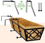 Y&M Flower Boxes for Deck Railings 24inch 4packs, Deck Railing Planter Boxes with Coir Liner Outdoor Railing Window Boxes Planters Hanging Planter Flower Box