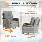 14-Seat Modern Patio Furniture Set with Swivel Rocking Chairs, Thick 4″ Cushions, Dual-Strand Wicker Rattan, Rust-Resistant Steel Frame – Outdoor Conversation & Modular Sectional,Gray