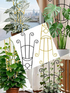 33 Inch Tall Expandable Metal Trellis for Potted Plants, Rustproof Expandable Indoor Outdoor Plant Support Trellis for Climbing Plants, Monstera, Ivy, Hoya with Sturdy Weighted Base (Gold)