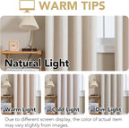 H.VERSAILTEX Linen Curtains 100% Blackout Curtains for Bedroom 102 inch Long Full Light Blocking Nature Linen Blended Window Curtains for Living Room Nickel Grommet (2 Panels, Heathered Natural)