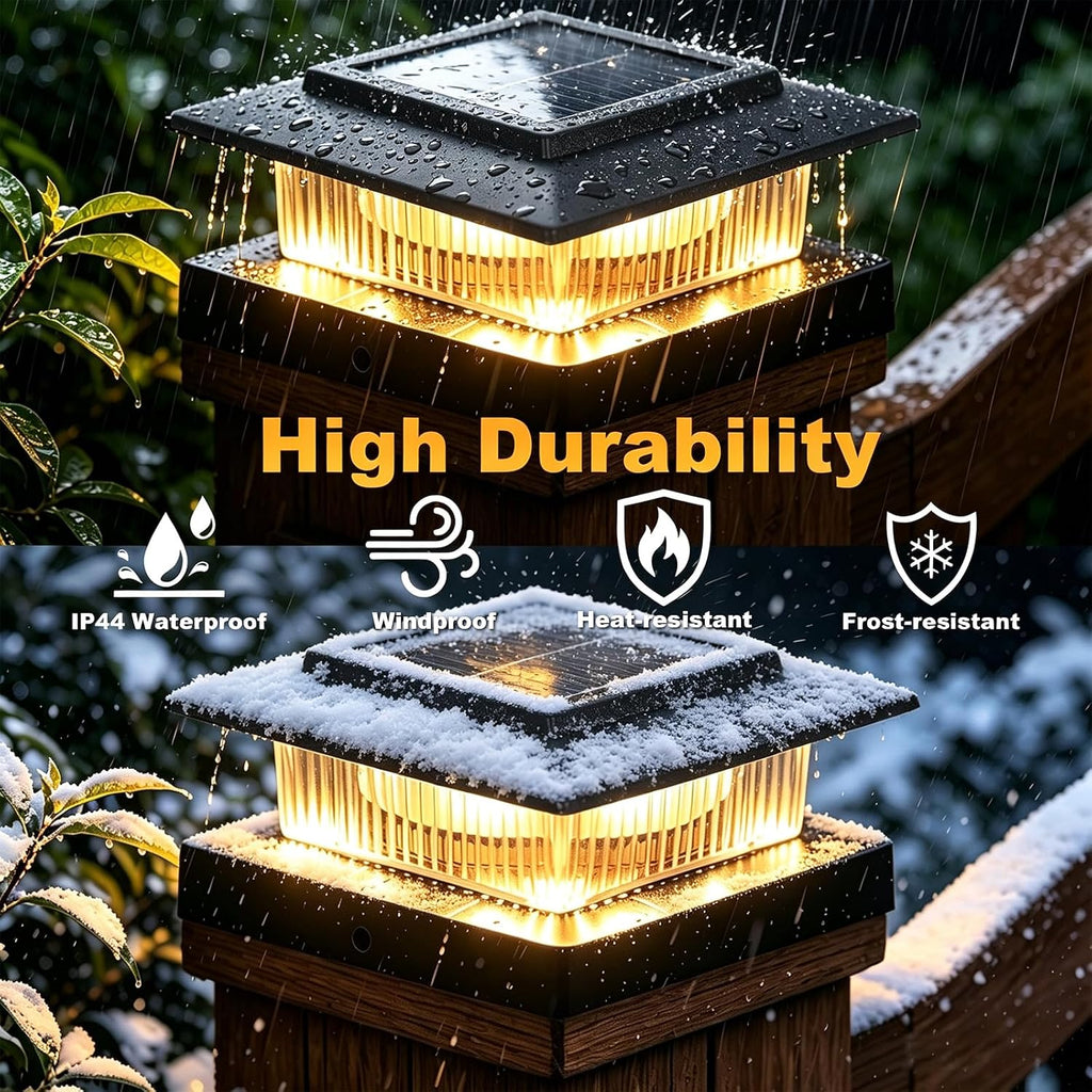 4x4 Solar Post Cap Lights, 13 Lighting Modes RGB Post Solar Lights Outdoor | 8 LED IP44 Waterproof Solar Deck Lights, for 4x4 3.5x3.5 Wood/Vinyl Fence Post