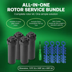 Rain Bird 5000 Rotor with Nozzle Tree 4 Pack + Rotor Screwdriver Tool | (5000RCTREE) + (CPRTOOL) 3/4 inch Inlet for Water Efficient 4 inch Pop Up, Adjustable 40 - 360 Degree Arc & 25 - 50 ft Radius
