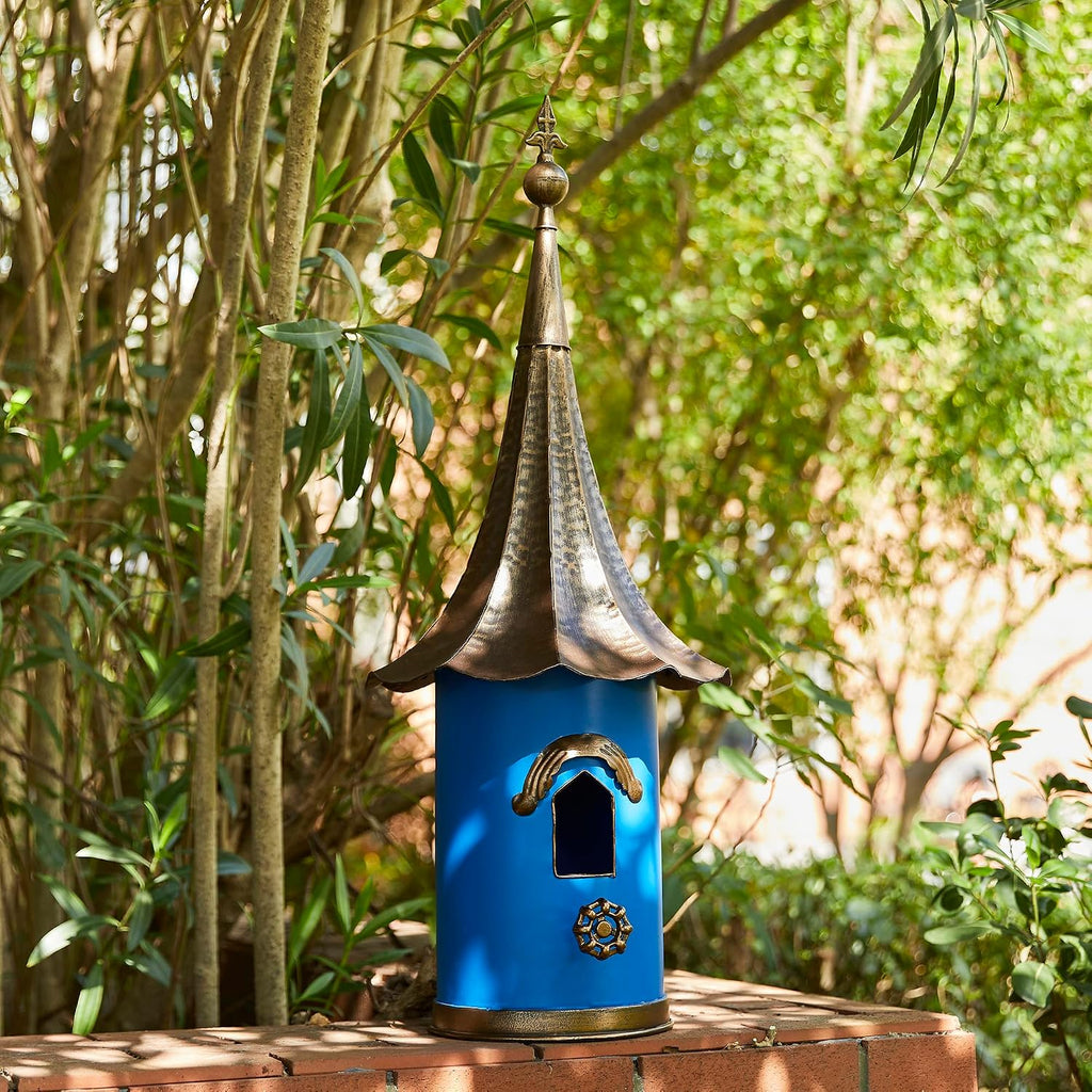 glitzhome 32”h metal hanging birdhouse for outdoors oversized, main product view