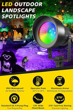 T-SUN Smart Color Changing Landscape Lights, RGBW Spotlights Outdoor with App & Remote, Music Sync, 16M Colors, Timer, Dimmable Waterproof Spot Light for Yard Garden Tree, Set of 2