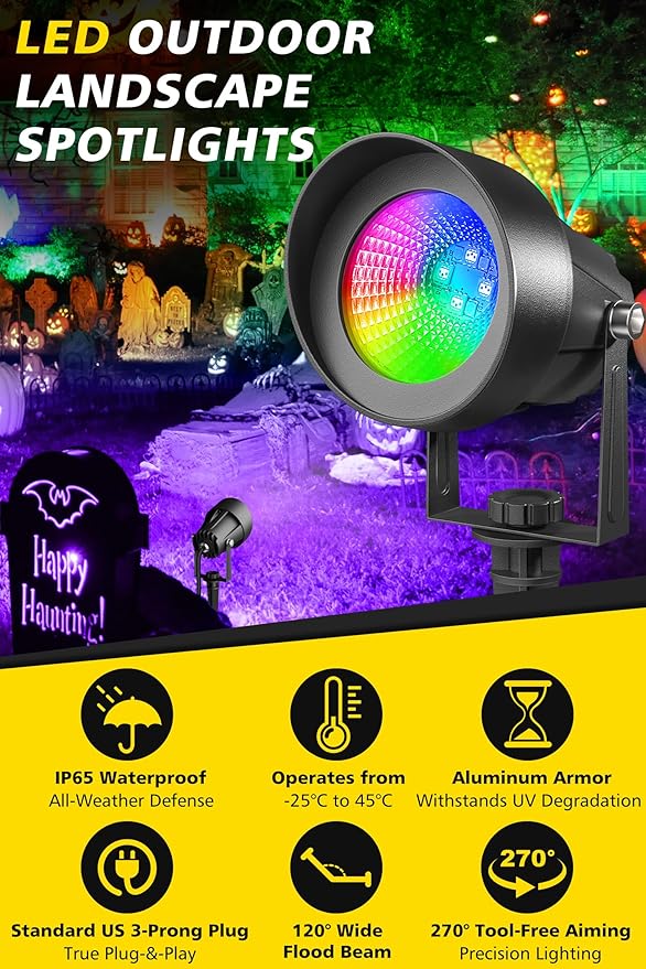 T-SUN Smart Color Changing Landscape Lights, RGBW Spotlights Outdoor with App & Remote, Music Sync, DIY Scenes, Timing, Dimmable Waterproof Spot Light for Yard Garden Tree Decoration, 6 Pack