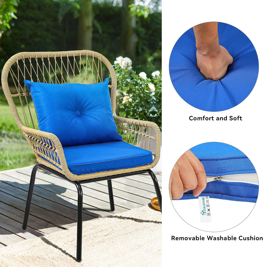 yitahome 3-piece wicker bistro set outdoor patio furniture, side view