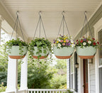 Set of 4-8 Inch Self Watering Hanging Planters for Indoor Outdoor，Hanging Plant Pots with Drainage & Removable Tray, Hanging Pots Holder for Ivy, Pothos, Ferns, Balcony & Patio, Green Brown