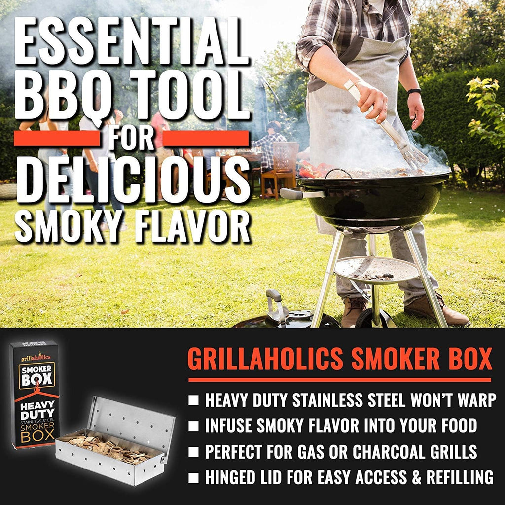 Stainless Steel Wood Chip Smoker Box for Gas & Charcoal Grills | XL Size | BBQ Smoker Accessory | Grilling Gift | Uses Wood Chips or Pellets