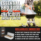 Stainless Steel Wood Chip Smoker Box for Gas & Charcoal Grills | XL Size | BBQ Smoker Accessory | Grilling Gift | Uses Wood Chips or Pellets