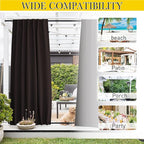 NICETOWN 2 Panels Outdoor Curtains Waterproof Pocket & Back Tab on Top & Bottom, Thermal Insulated Windproof Sun Blocking Outside Privacy Drapes for Patio with Fixed Rope, W52 x L95, Toffee Brown