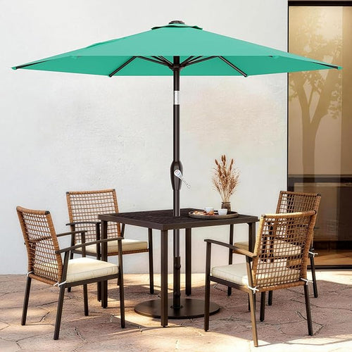 AreShark 7.5FT Patio Umbrella Table Market Umbrella with 6 Sturdy Ribs, Button Tilt/Crank Heavy-Duty Round Outdoor Umbrellas for Garden, Deck, Backyard,and Pool, Aruba Blue