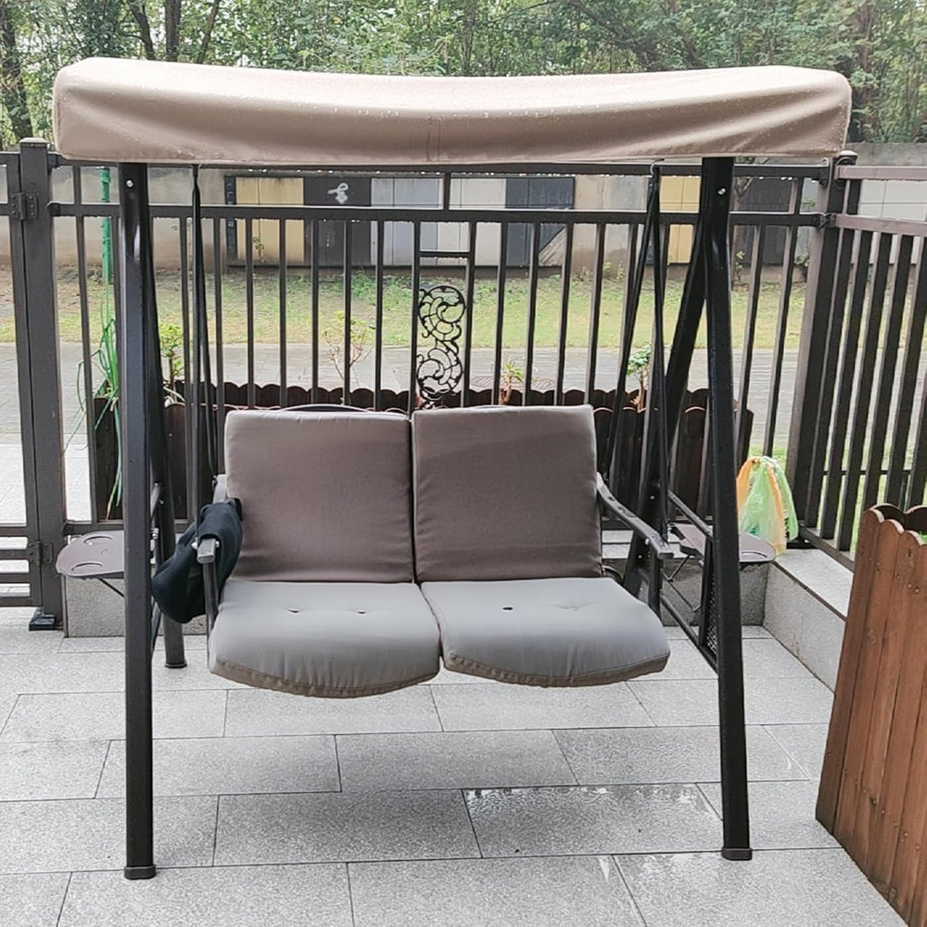 Universal Garden Swing Chair Replacement Canopy, Outdoor Hammock Cover for Patio & Balcony, Khaki, Available in 118x158cm & 124x152cm Sizes One Color 118 * 198cm/46 * 77in