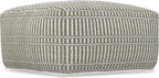 SIMPLIHOME Safford Square Pouf - 20 inch Wide Upholstered PET Polyester Ottoman in Natural/Travertine/White, Boho Indoor/Outdoor Footstool or Extra Seating for Living Room or Bedroom, Assembled