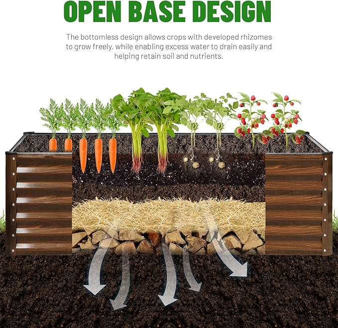 SnugNiture Galvanized Raised Garden Bed 6x3x2FT Outdoor Large Metal Planter Box Steel Kit for Planting Vegetables, Flowers