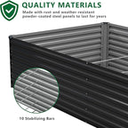 12x4x2FT Galvanized Raised Garden Bed Kit,Vegetable Plant Boxes-Rectangle Metal Flower Box,Large Planter Raised Beds Outdoor Garden for Planting,Fruit,Herb-Black