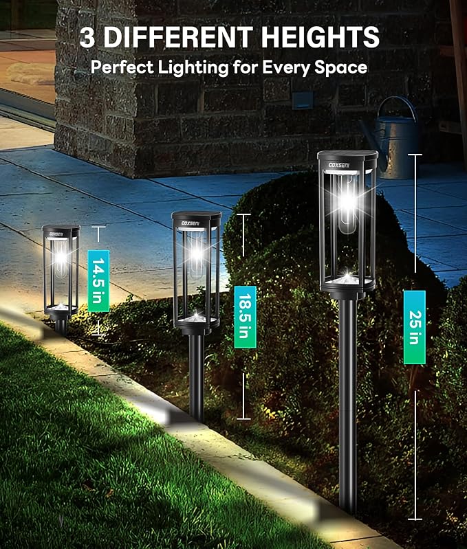 Solar Path Lights Outdoor 8 Pack, Bright Solar Pathway Lights Outside Waterproof, Solar Powered Landscape Lights for Walkway Driveway Lawn Patio Sidewalk Garden Yard, Cool White