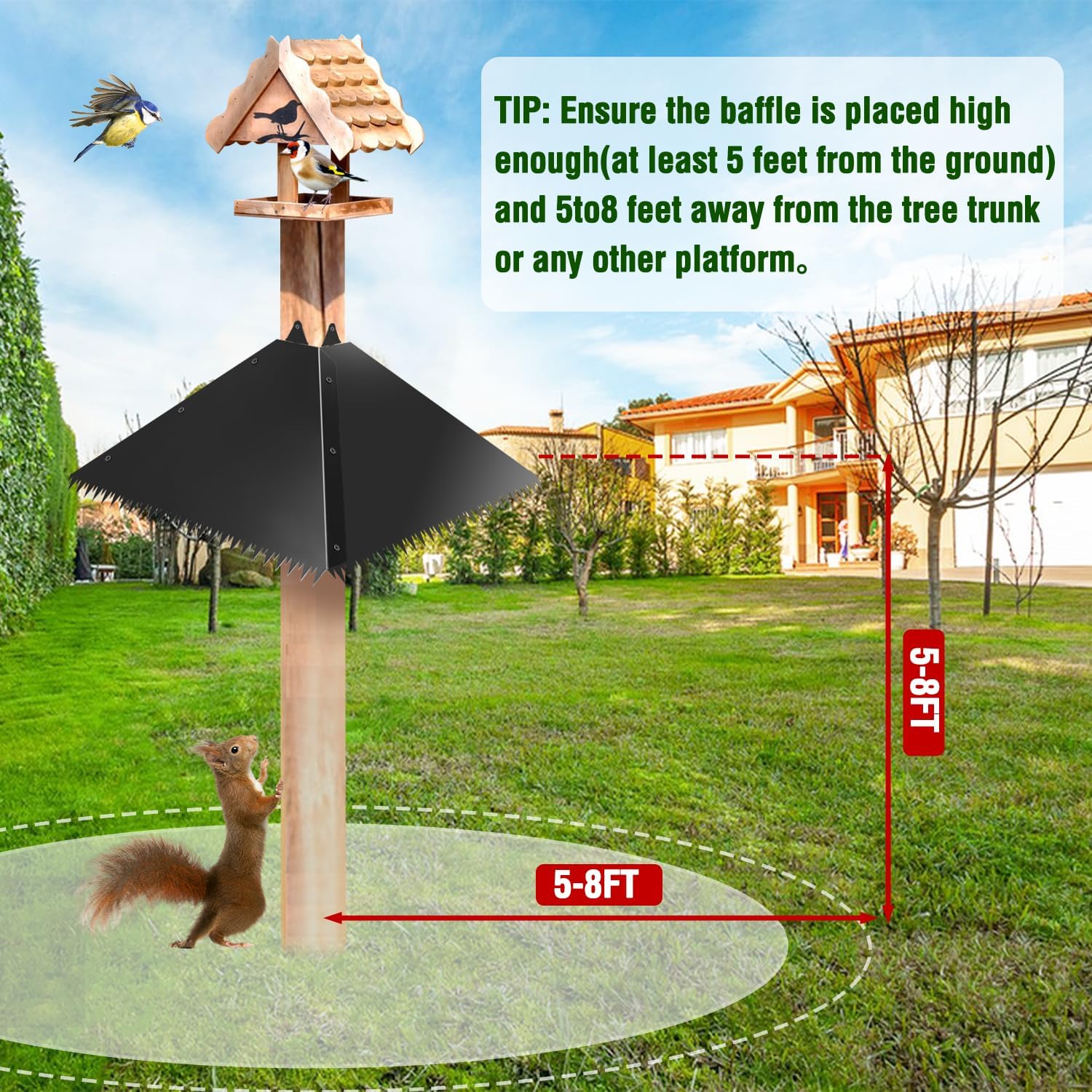 Metal Squirrel Baffle for 4x4 Post,Outdoor Squirrel Guard for Wooden Trunk Pole