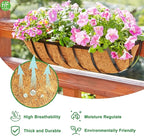 HFHOME 4PCS 24 Inch Coco Liners for planters, Horse Trough Coconut Planter Hanging Basket Liners for Window Box Hanging Trough Planter