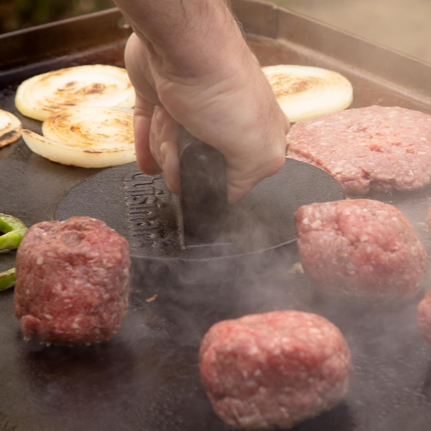Cuisinart Smash Burger Press, Cast Iron, 6.5" Round Burger Smasher | Hamburger press with round flat edge for crispy carmelization, the go-to grill press for indoor and outdoor cooking, CISB-111