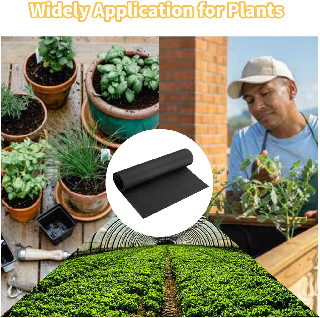 16x122 Inch Black Felt Planter Liner Roll, Non-Woven Hanging Basket Liners Coco Coir Alternative Breathable Outdoor Planter Liner Window Box Liners for Metal Basket Flower Pot Raised Garden Bed