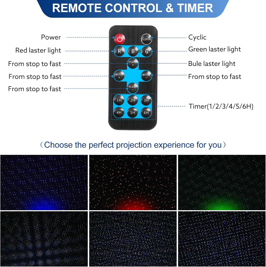 Outdoor RGB Laser Projector Lights 3 Color Starry Sky Firefly Effect | IP65 Moving Projection Light with Remote for Christmas Halloween Parties, Garden, Yard, New Year – Holiday Landscape Decor