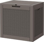 Outdoor Storage Box, Resin Deck Boxes Indoor and outdoor, Waterproof Storage Box Lockable Lid (Grey,31 Gallon)