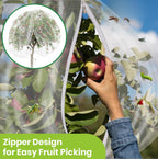 large 10x10ft fruit tree netting with zipper drawstring on a desk or shelf