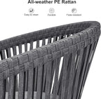 PURPLE LEAF 7 Pieces Outdoor Dining Set with Patio Aluminium Dining Table and Wicker Rattan Chairs Modern Furniture Cushions Sets for Backyard Indoor Decor Kitchen Grey