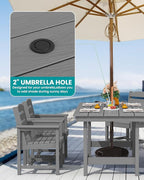 SERWALL Patio Dining Sets for 10 Person, HDPE Dining Set with 2 Tables, 8 Armless Chairs and 2 Armed Dining Chairs, Gray
