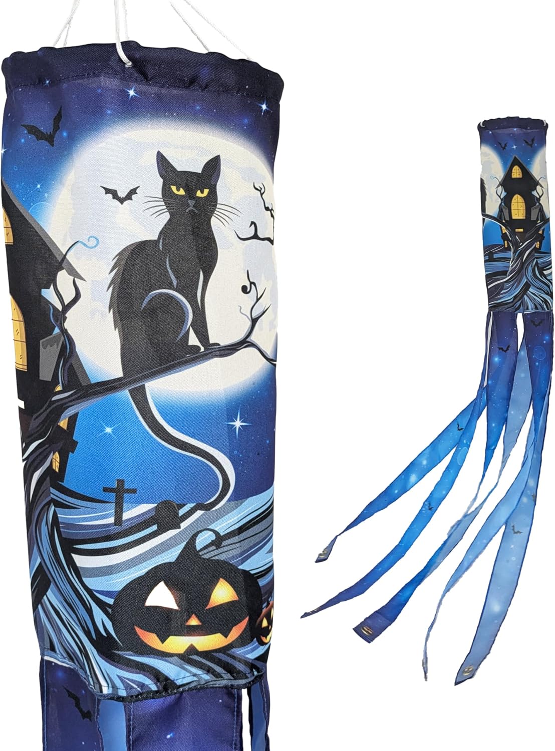Madrona Brands Halloween Black Cat Windsock | Durable Outdoor Hanging Wind Sock Decoration | Yard, Porch, Lawn | 48 Inch