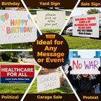 36 inch plastic blank yard signs with stakes, front angle view