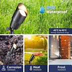 Gardenreet Black Brass Low Voltage Landscape Spotlights(8-Pack) Kit 12V LED with 150W Low Voltage Transformer & Mechanical Timer & 100FT Wire & 40Pack Connectors for Outdoor House Garden Patio