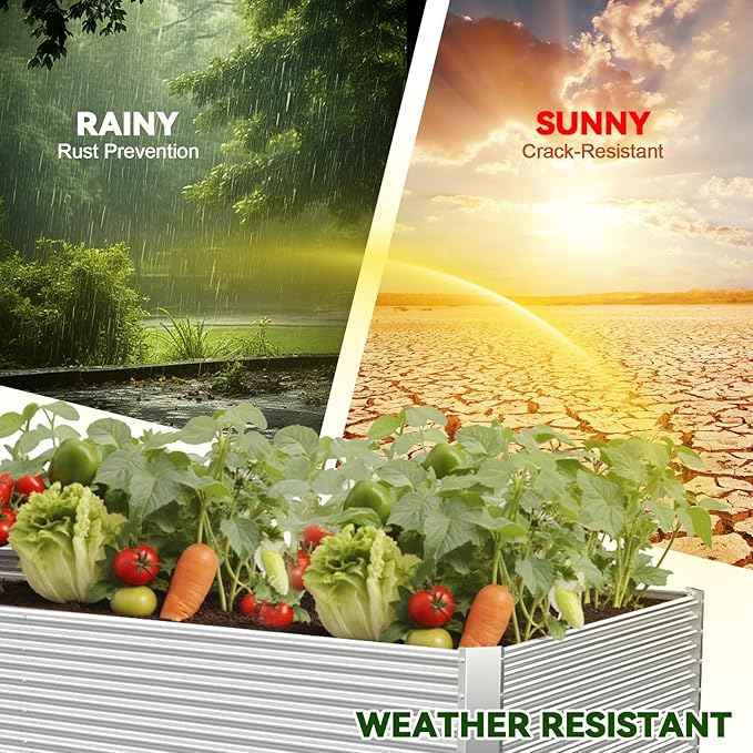 3 Pack Tall 4x2x1.5FT Raised Beds for Gardening, Corrugated Galvanized Steel Raised Garden Bed, Outdoor Metal Above Ground Garden Bed for Vegetables and Flowers(Rectangular)