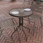Flash Furniture Bellamy 23.75'' Round Tempered Glass Metal Table, Bronze