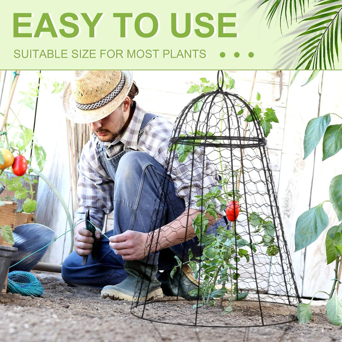 garden chicken wire cloche, 12" w x 15.7" showing dimensions