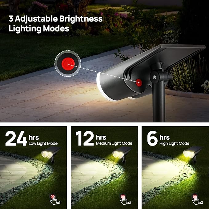 Consciot Solar Spot Lights Outdoor, 16 LEDs IP67 Waterproof, Auto On/Off Landscape Spotlights, 2-in-1 Adjustable Wall Lights for Garden Yard Pathway, 4 Pack (Warm White)