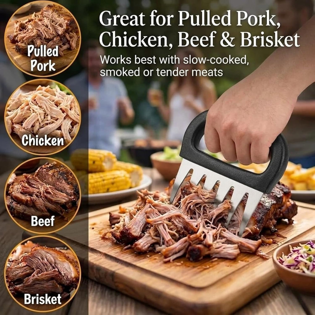 Meat Claws for Shredding, Bear Claws Meat Shredder, Stainless Steel Meat Shredder Claws for Pulled Pork, Chicken, Brisket, Turkey and Roasts, BBQ Smoker Grill Accessories, 2 Pack