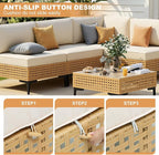 ABCASA Patio Furniture Set, 110" Large 9-Piece Wicker Outdoor Patio Furniture Sets with Anti-Slip Cushions & Coffee Table,Boho Patio Conversation Set Sectional Sofa for Backyard,Porch,Deck,Beige