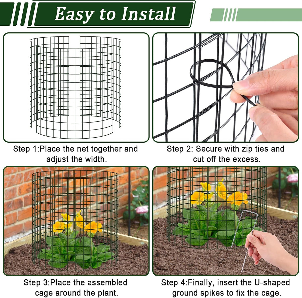 plant protectors from animals, 13.5"x 14" wire plant showing dimensions
