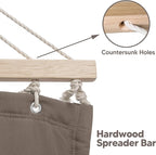 SUNCREAT Double Quilted Hammock with Hardwood Spreader Bar, Extra Large Soft Pillow, Heavy Duty 2 Person Hammock for Indoor, Outdoor, Brown