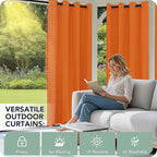 Outdoor Curtains for Patio Waterproof 6 Panels - Windproof, Privacy, Weatherproof Outside Drapes for Gazebo Pergola Porch, Grommet Top and Tab Bottom, 54x108 Inch, Mecca Orange
