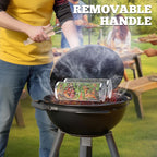 ivtivfu Rolling Grill Basket, Removable Wooden Handle, Nesting BBQ Tools | 304 Stainless Steel, Smoker Grilling Accessories for Vegetable, Outdoor Cooking Camping, Birthday Gifts for Men Dad Husband