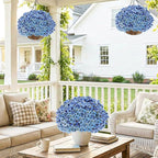 22 Pack Artificial Flowers Outdoor Fake Plants, Faux Flowers UV Resistant with Plastic Plants, Faux Silk Flowers for Outdoors Outside Front Porch Hanging Planter Window Box Garden Decoration(Blue)