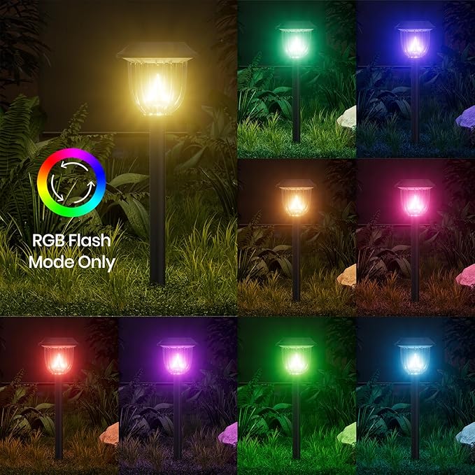 AOSEA Christmas Solar Pathway Lights Outdoor Waterproof, Solar Powered Garden Lights, Christmas Decor Garden Lighting for Yard, Patio, Landscape, Pathway (RGB Flash Mode Only, 10 Pack)