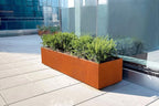 Plantercraft Large Rectangular Planters for Outdoor Plants | 96x24x30 Inch Extra Large Corten Steel Planter Box for Patios and Privacy Screens | Heavy Duty Metal Planter