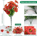 24 Bundles Artificial Pansy Flowers for Outdoor, Faux Silk Pansies Spring Flowers Outside for Planter Front Door Porch Patio Yard Window Box Home Decor (Red)
