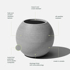 Veradek Strata Series Sphere Round Planter for Patio & Backyard | Durable Plastic-Stone Material | Modern Décor for Tall Trees and Plants