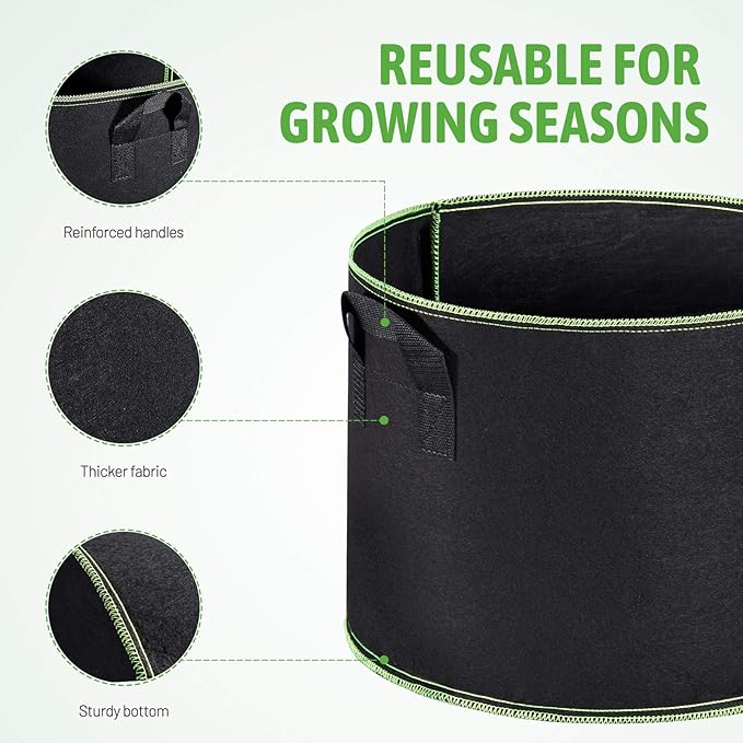 Delxo 20-Pack 3 Gallon Grow Bags Heavy Duty Aeration Fabric Pots Thickened Nonwoven Fabric Pots Plant Grow Bags