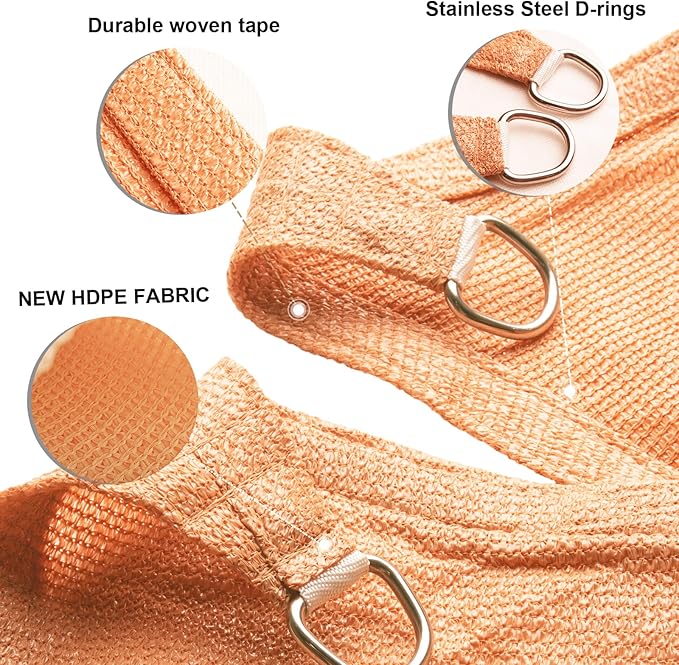 SUNLAX Sun Shade Sail 15' x 22' Peach Fuzz Rectangle Canopy Sail Shade Cover UV Block Permeable Sunshade Outdoor for Patio Backyard Deck Pergola (We Make Custom Size)